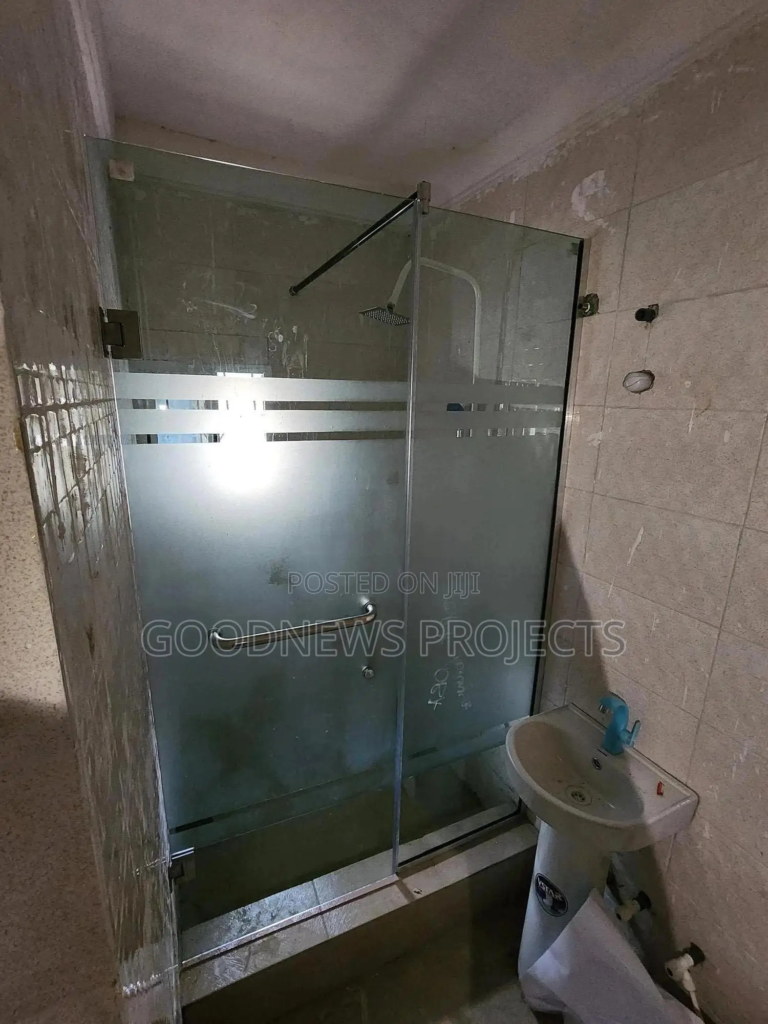 Frosted Lines Shower Glass