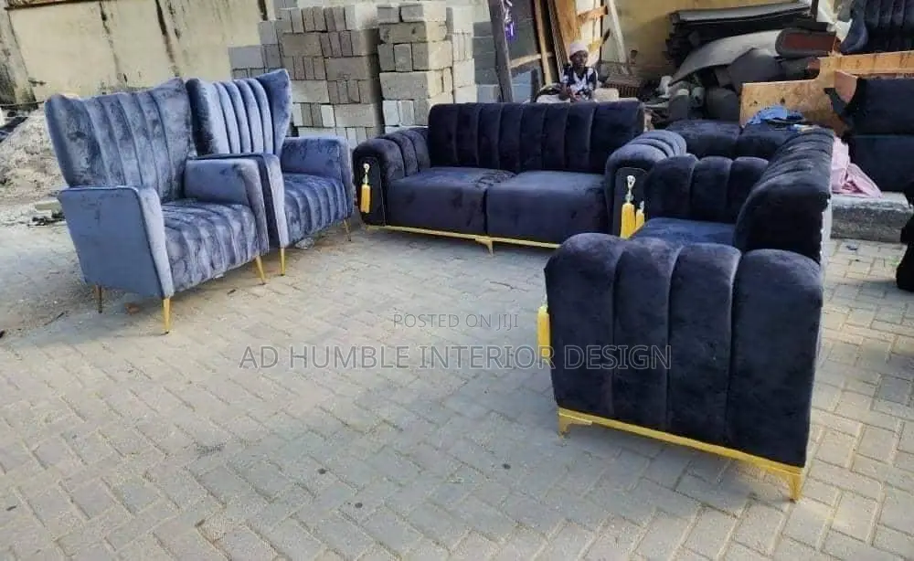 Blue and Gray Sofa Chair
