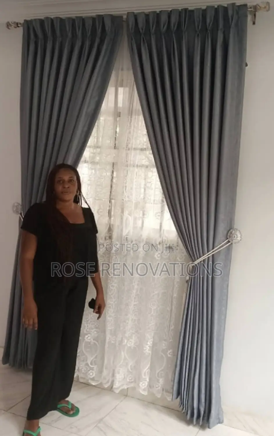 Dark Grey Color Matt Curtains Per Yard