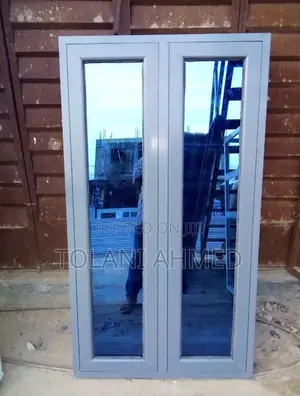 Grey Aluminum Casement Window With Burglary and Net