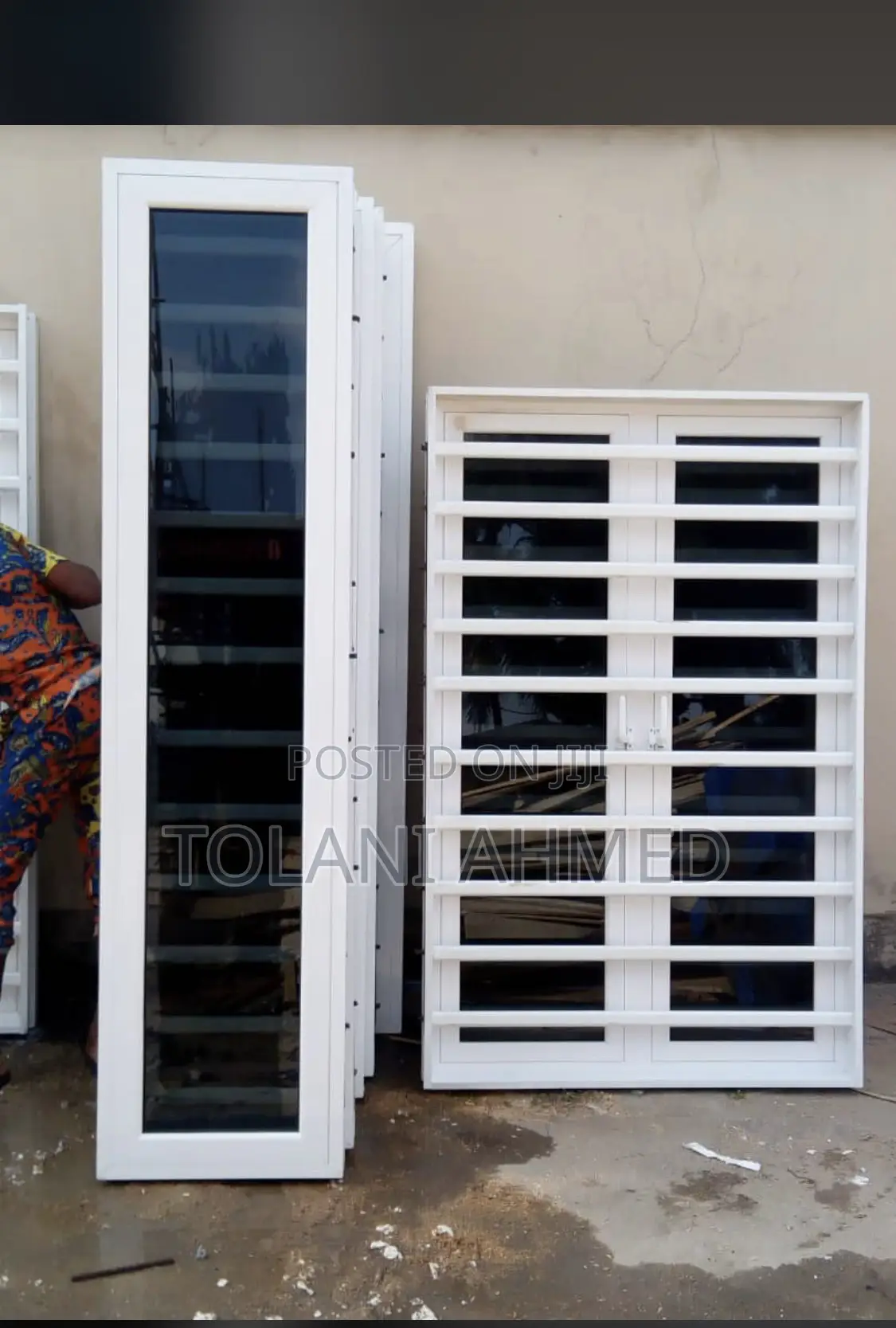White Casement Window With Burglary Proof and Net