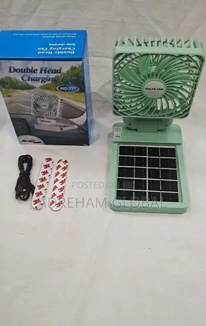 Solar Double Head Chargin Fan,Can Be Charged Wit Solar Light