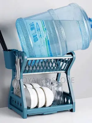 Double Layer Plastic Dish Rack and Utensils Holder