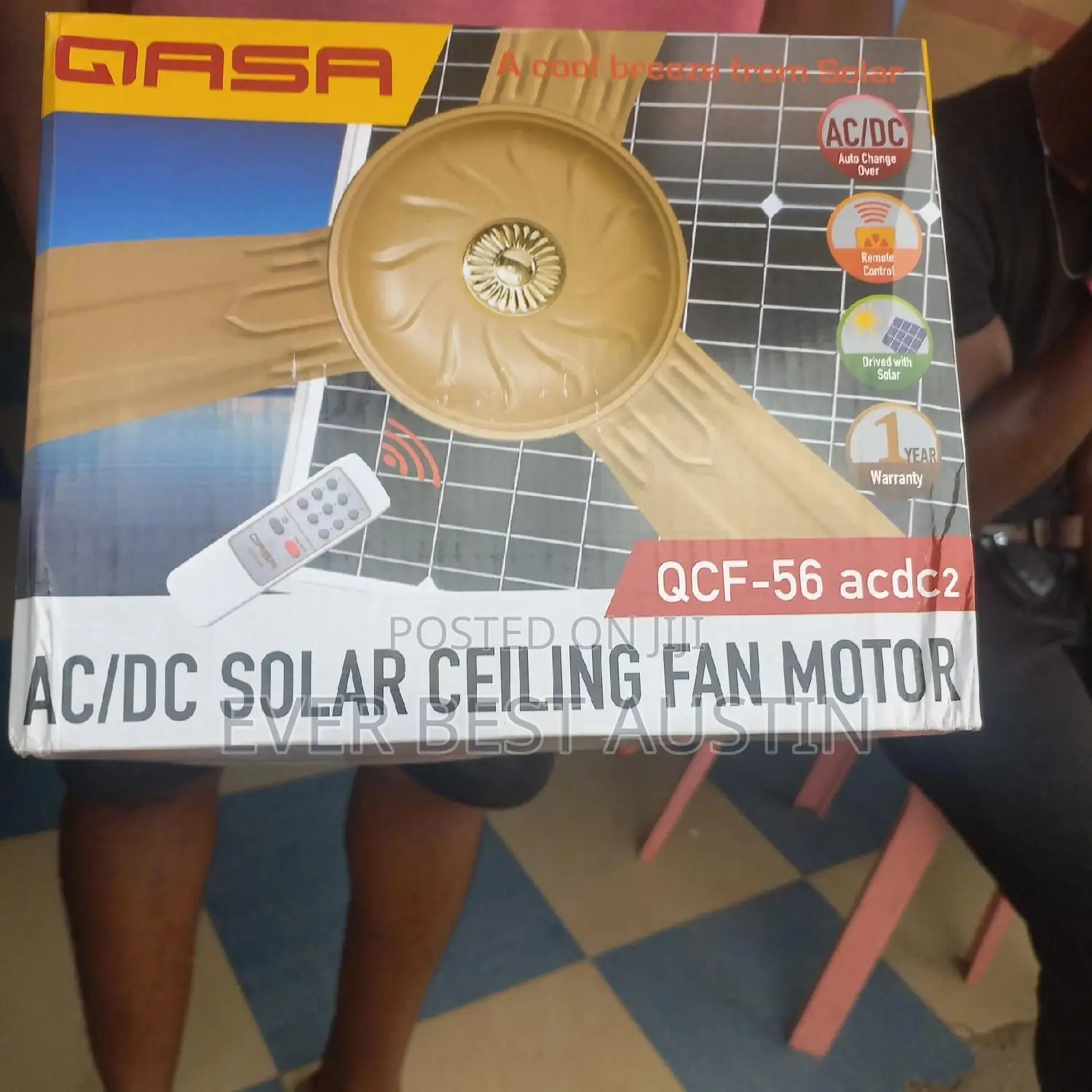 Qasa Solar Ceiling Fan AC/ DC 36w