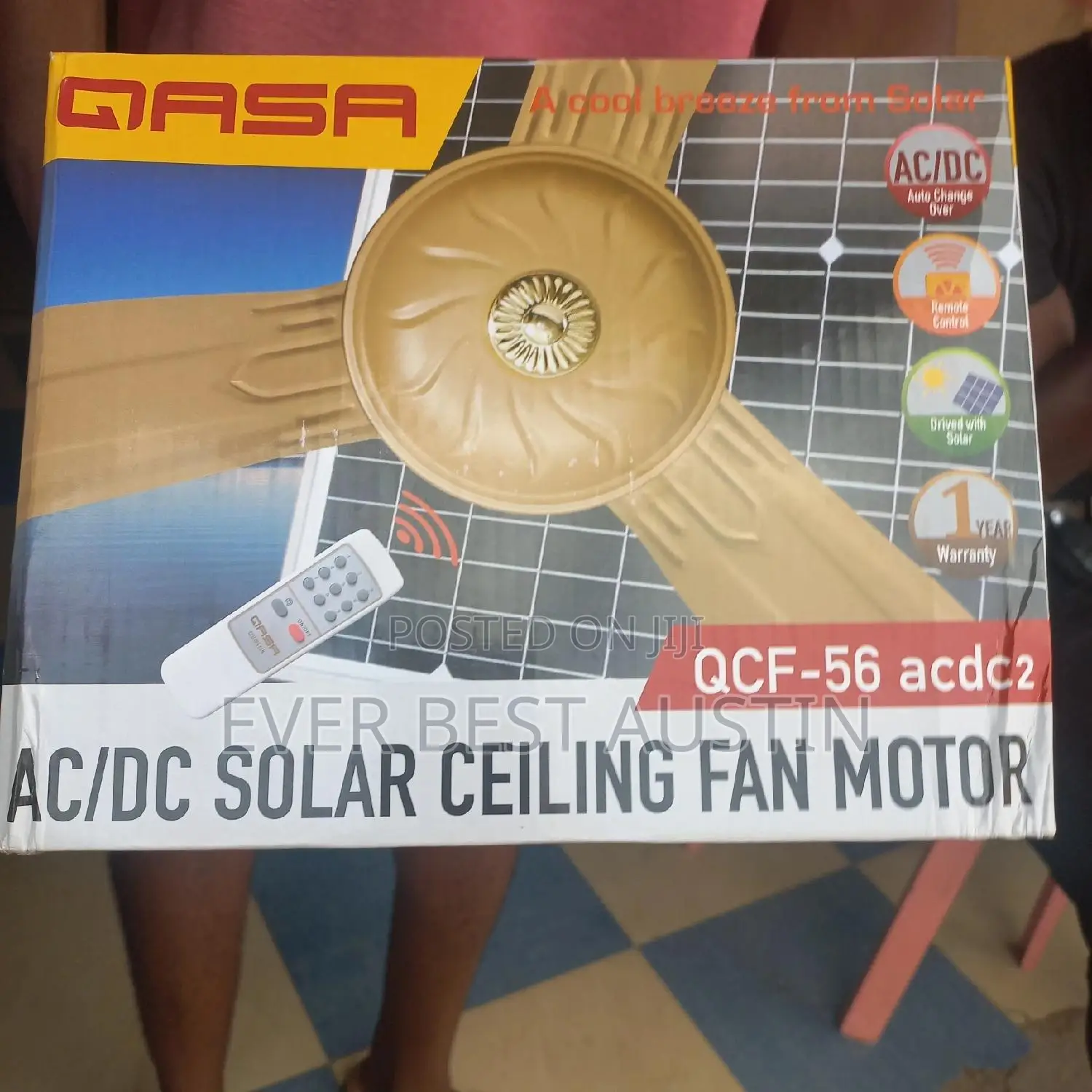 Qasa Solar Ceiling Fan AC/ DC 36w