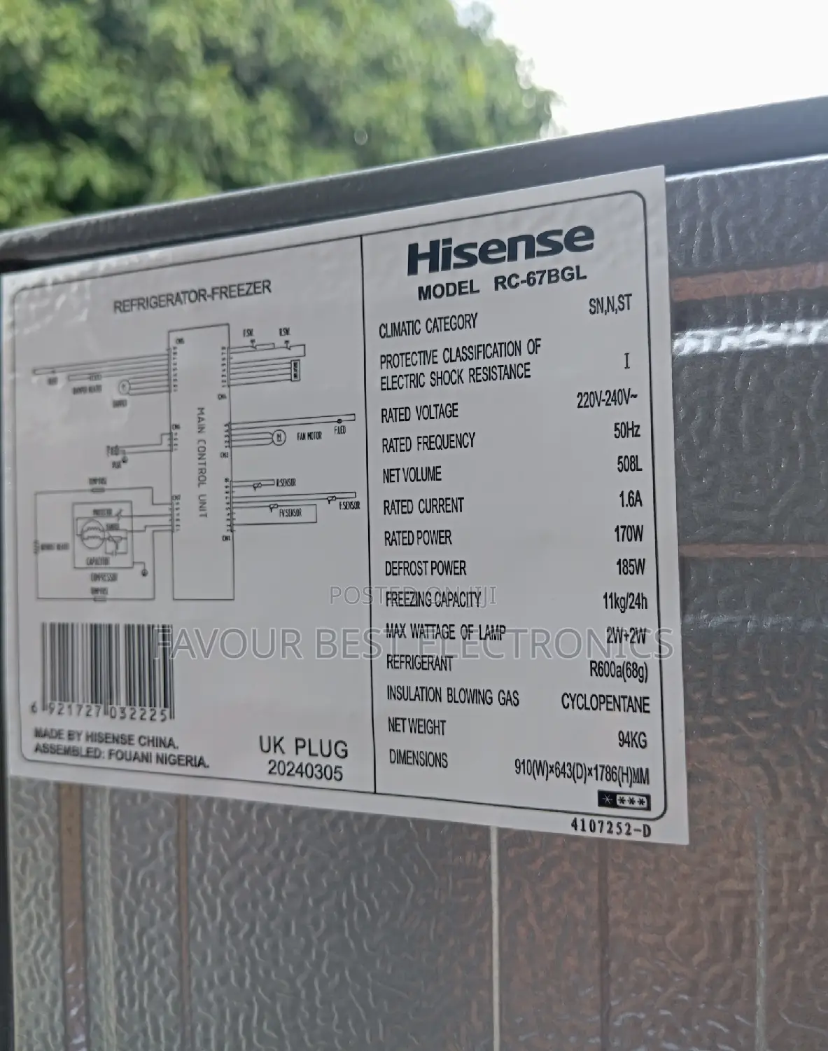 Hisense 529l Side by Side Inverter Fridge + Dispenser (98w)