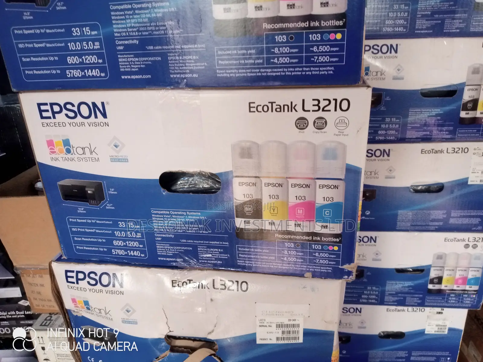 Epson Ecotank L3210 A4 All-in-One Ink Tank Printer