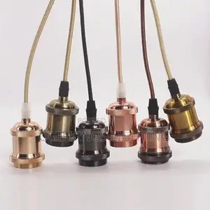 E27 Wire Lamp Holder Antique Copper Metal Pendant Light