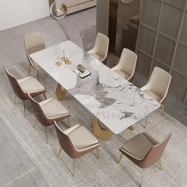 High Quality Dining Table Marble by 8 Chairs