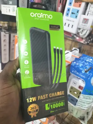 Oraimo 10,000mah 3 Built-in Charging Cables 12W Fast Charge