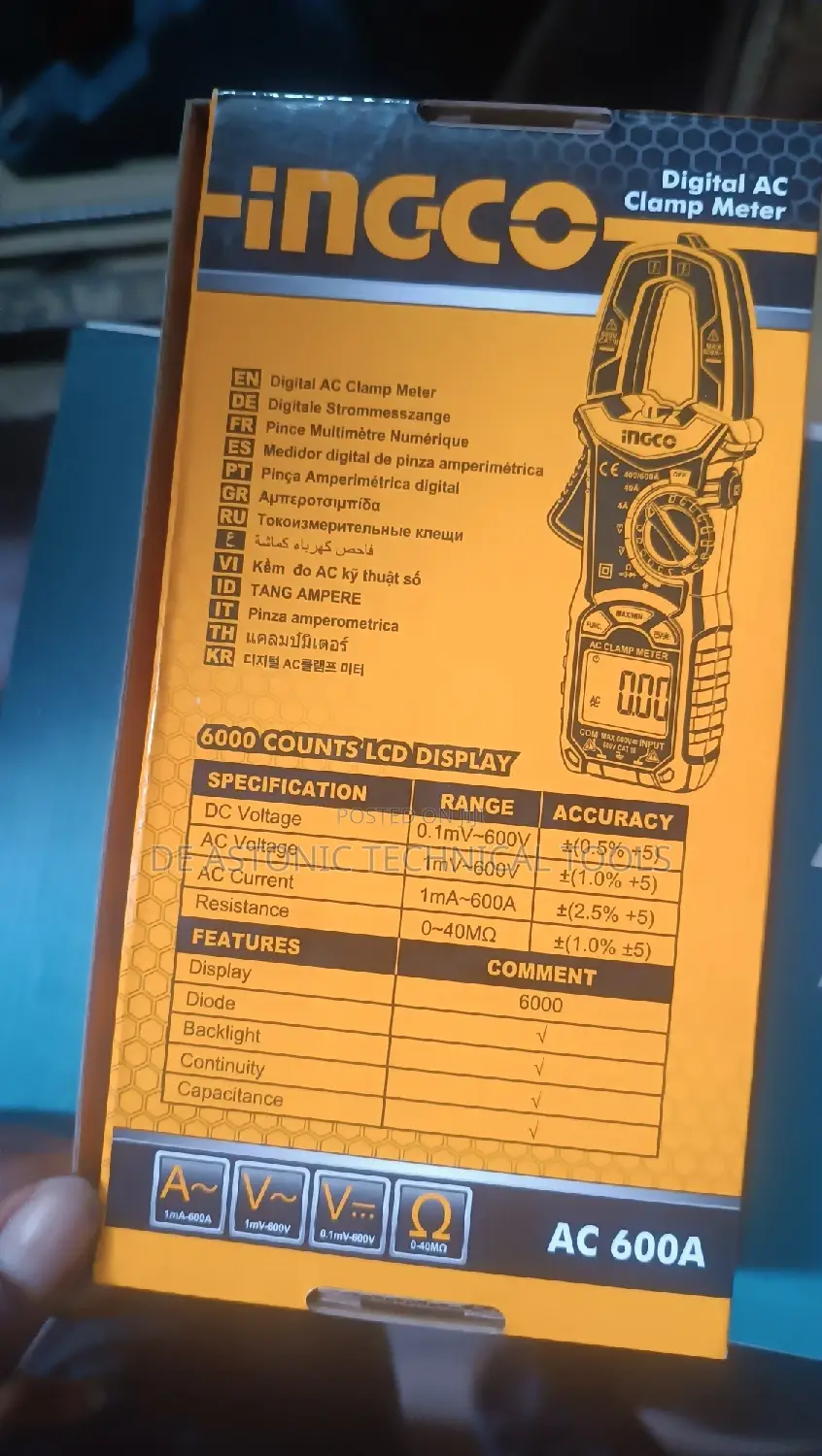 INGCO Digital AC Clamp Meter-600a