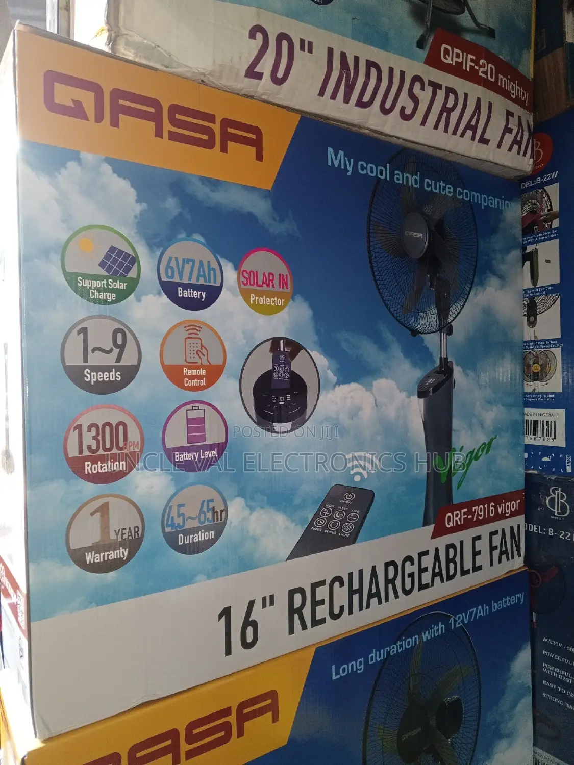 Qasa 16" Rechargeable Standing Fan