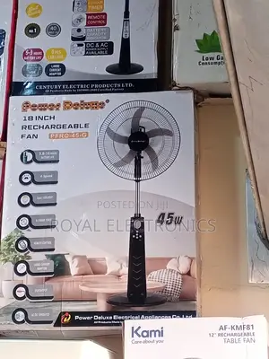 Top Quality Power Deluxe 18" Rechargeable Fan With Remote