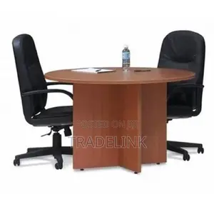 2 Leather Chair 1 Round Meeting Table