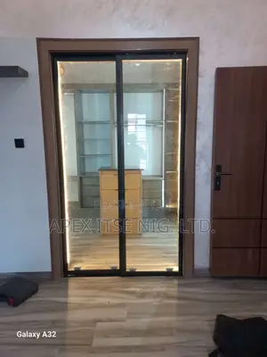 Sliding Door With Black Frame .