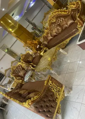 High Classic Turkish Royal Fabric Sofa Chair Complete Set