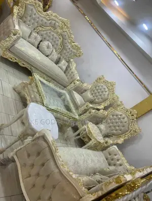 High Classic Turkish Royal Fabric Sofa Chair Complete Set