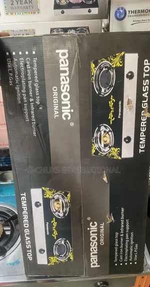 Panasonic 2 Burner Table Glass Top Gas Cooker- Black