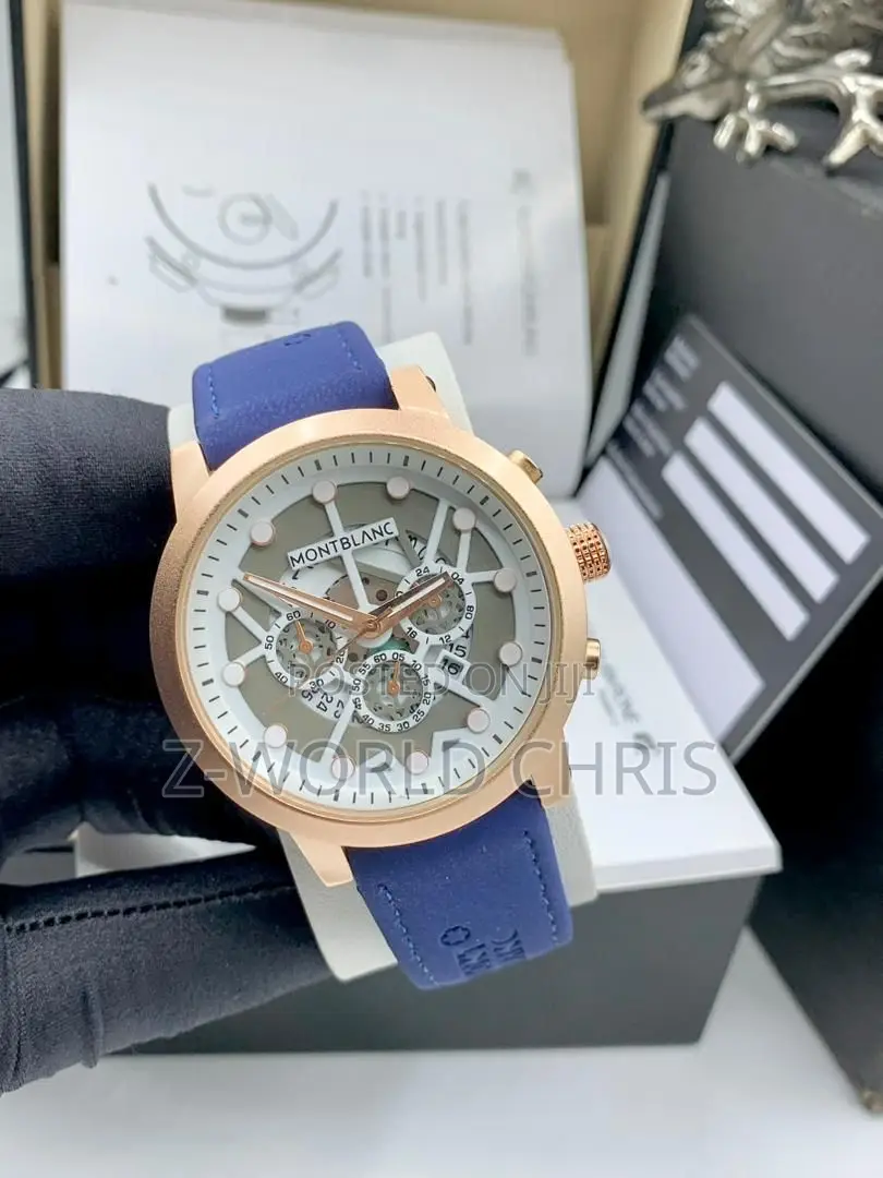 Montblanc Blue Leather Wristwatch
