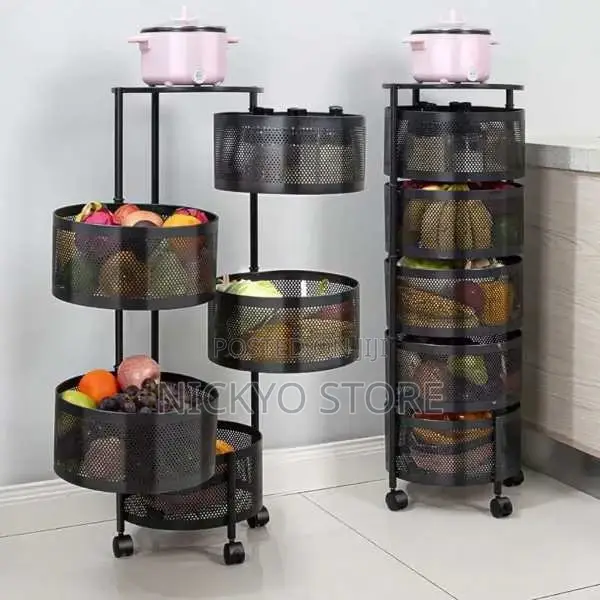 Round Fruit and Vegetable Rotatable Rack Basket