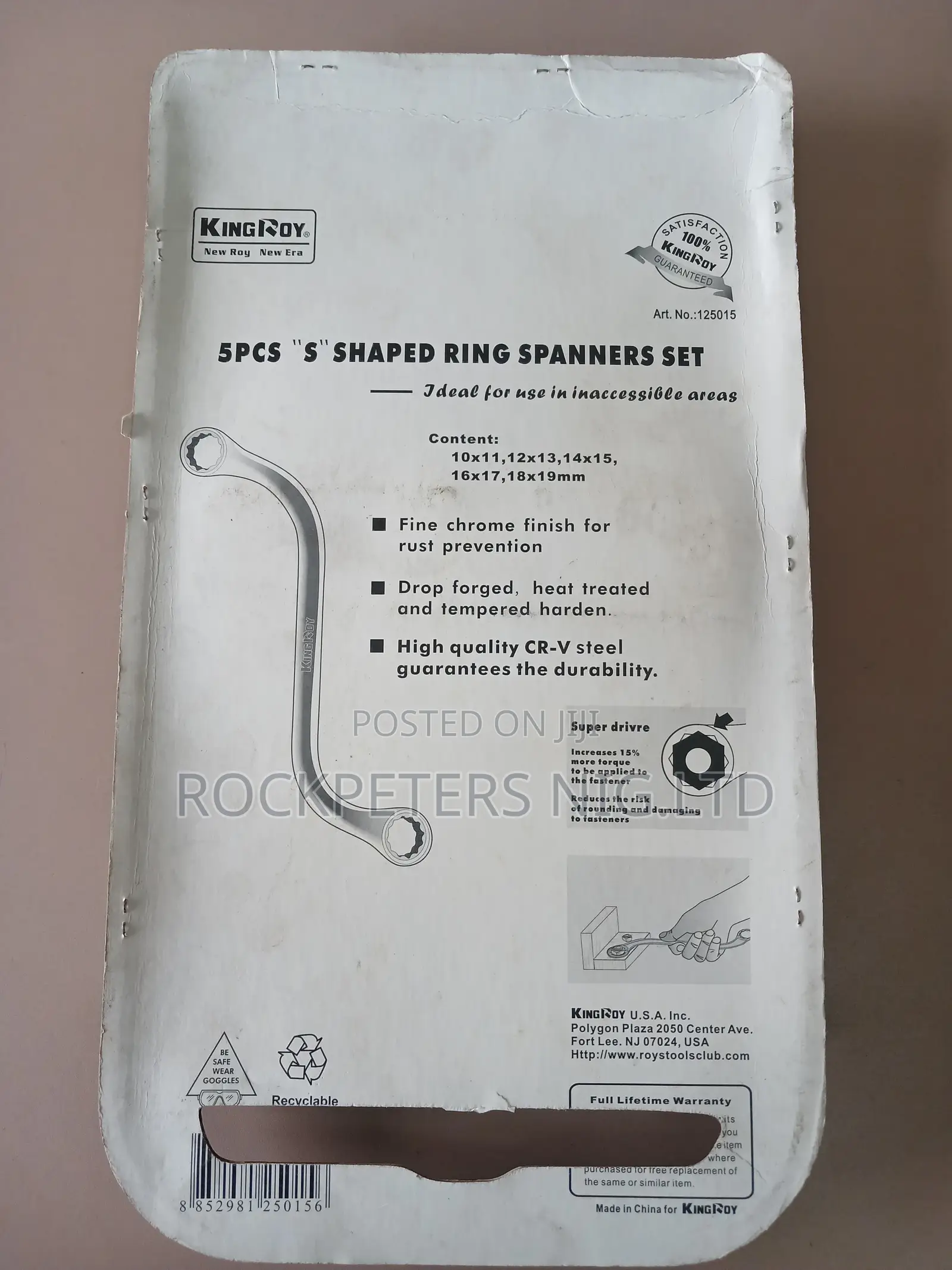 King Roy 5pcs "S"Shaped Ring Spanner Set