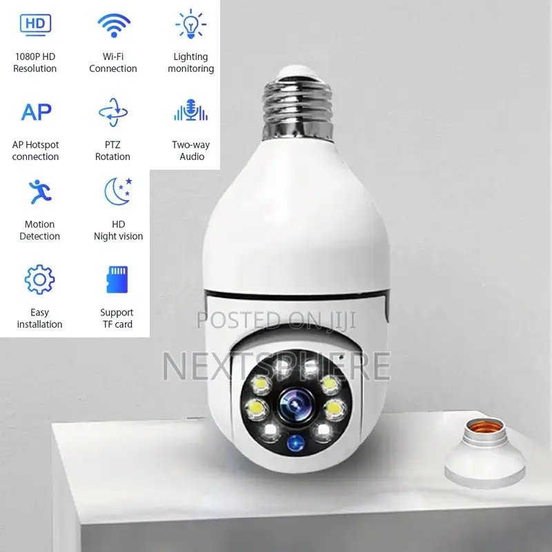 Bulb Security Camera 2mp - Smart Home Wifi PTZ Camera
