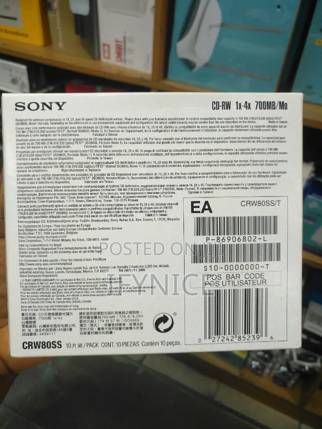 Sony Rewriteable Cd Pk 10