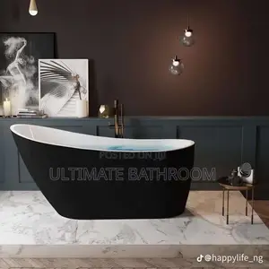 Curved Black And White Acrylic Bathtub