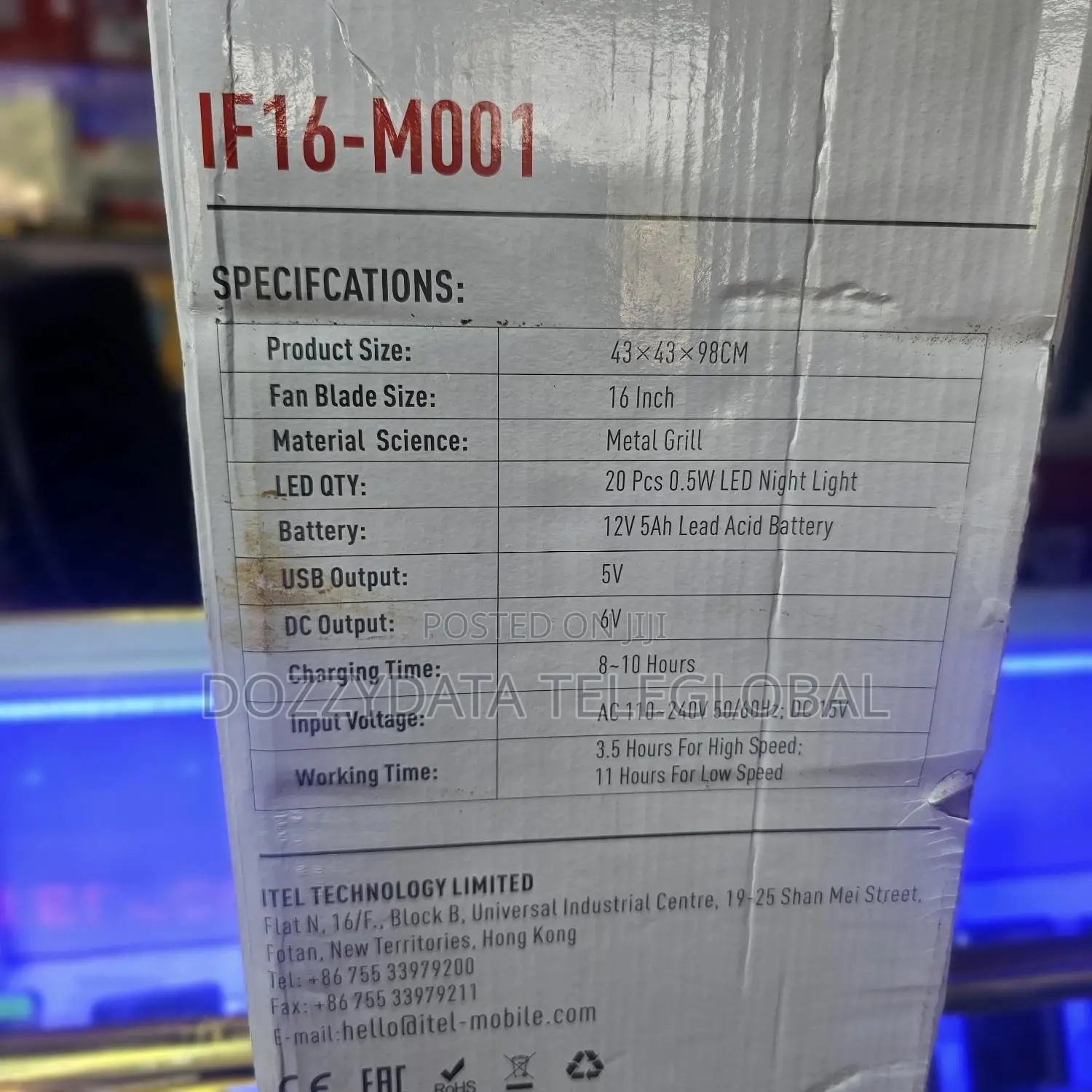 Itel Rechargeable Fan Ac/Dc