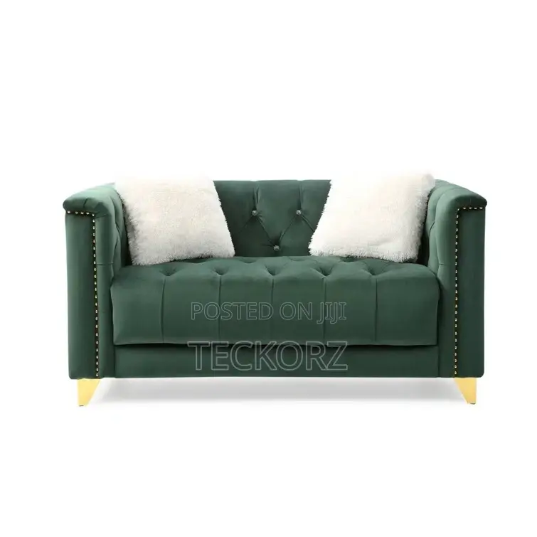 Button Tufted Velvet Living Room Sofa