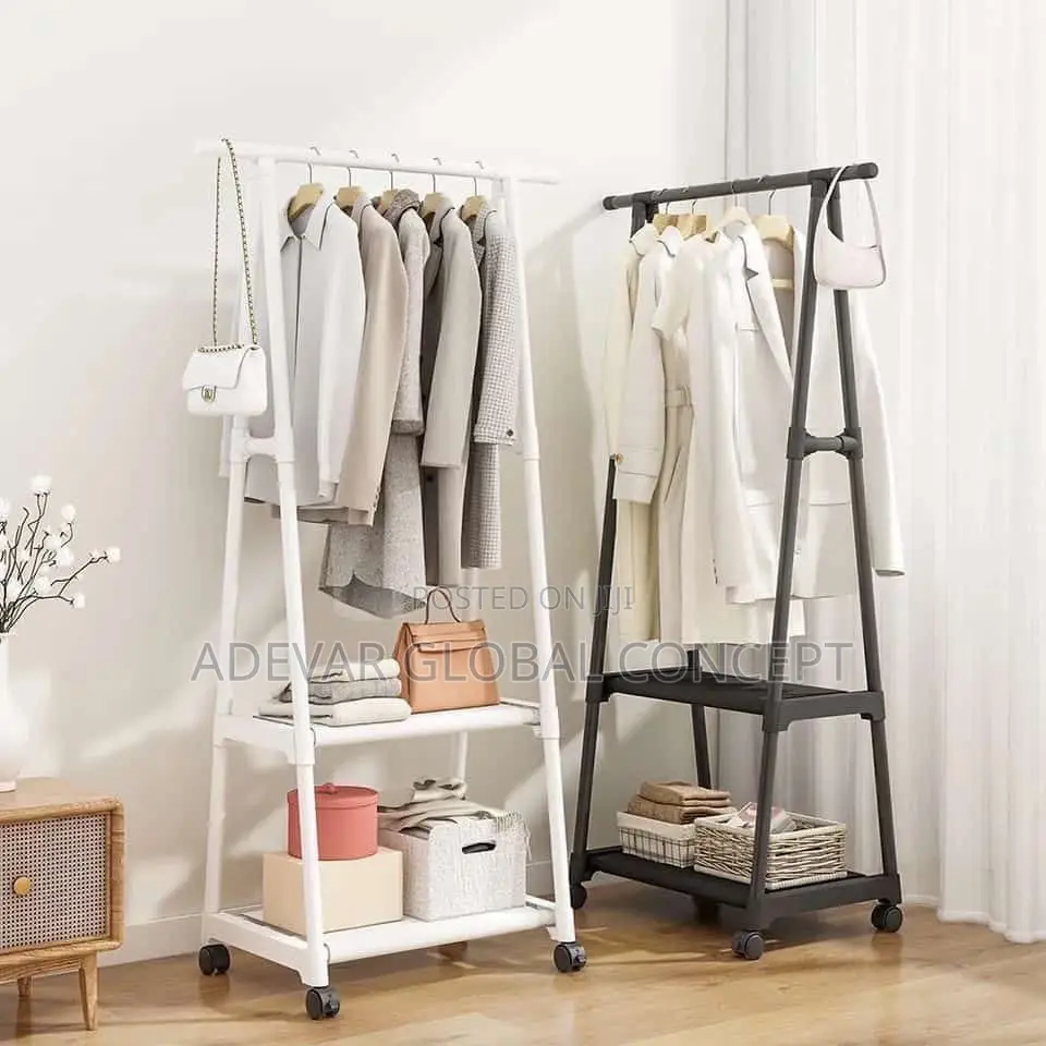 Durable Triangle Cloth Rack With Wheels- Coat Storage Rack