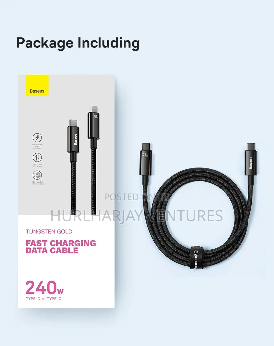 2m Baseus 240w Pd3.1 Fast Charging Cable