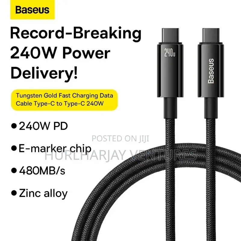 2m Baseus 240w Pd3.1 Fast Charging Cable