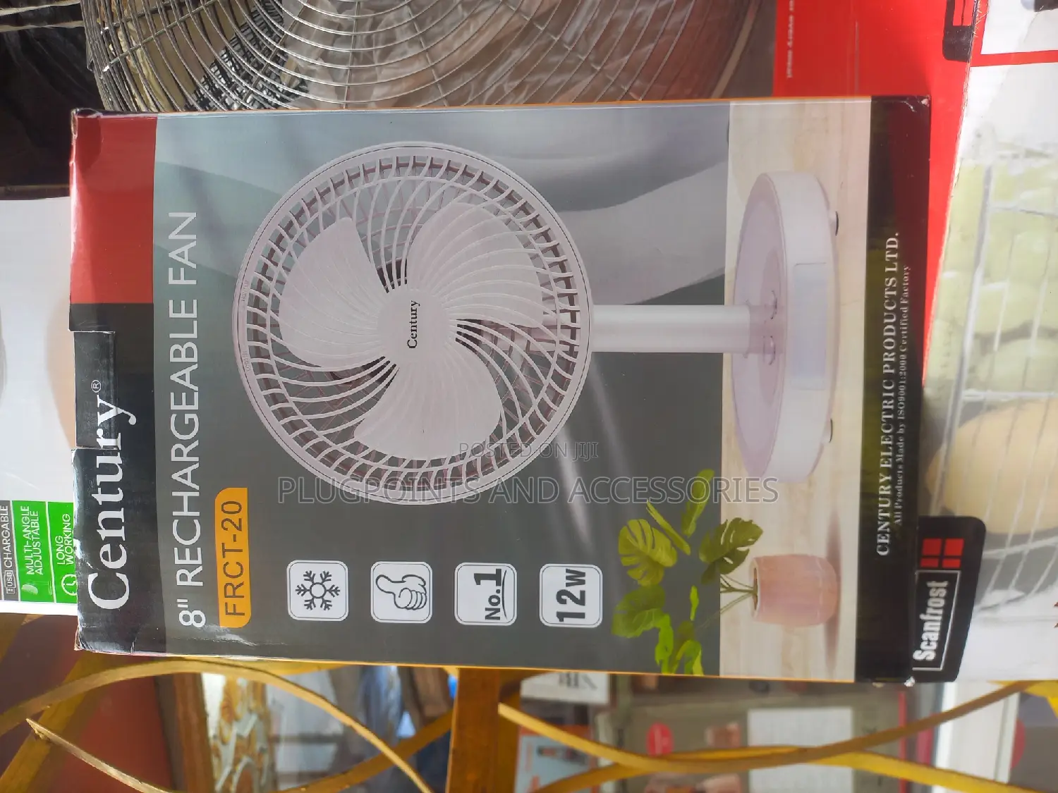 8" Century Rechargeable Table Fan With Light