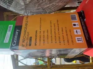 8" Century Rechargeable Table Fan With Light