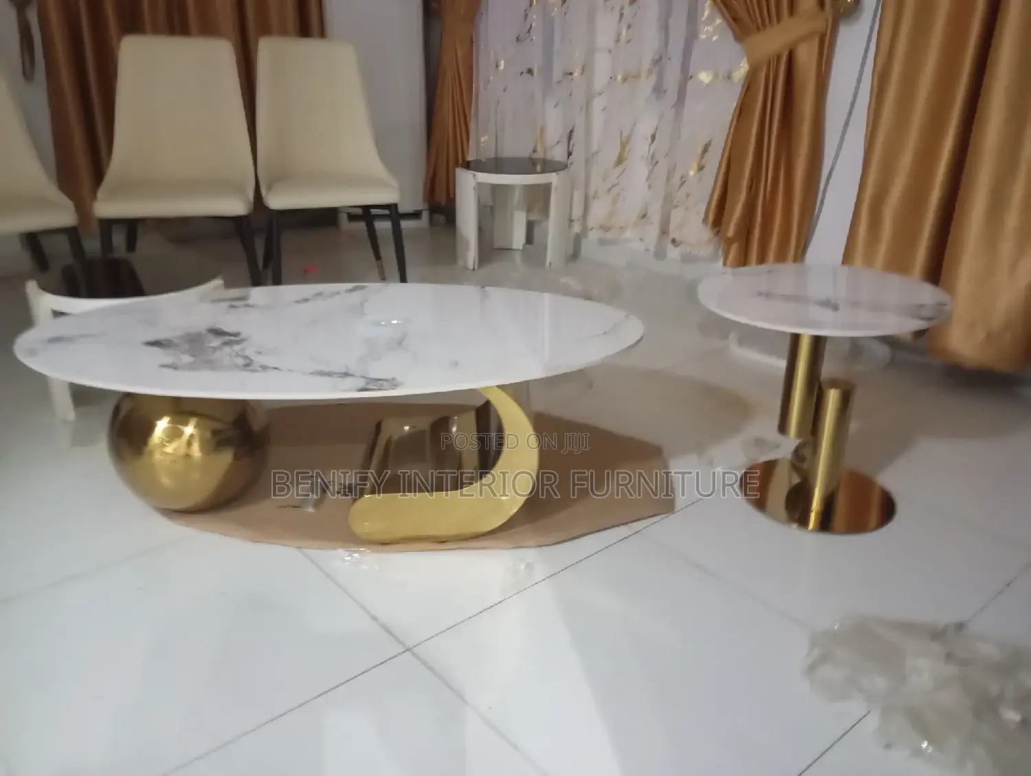 Modern Gold Plated Marble Top Center Table/Coffee Table