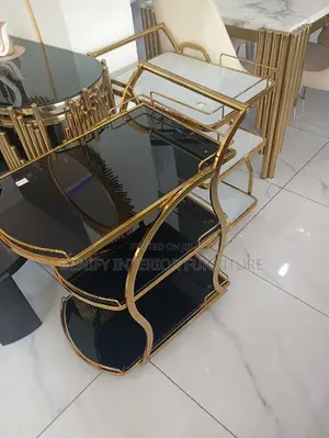Glass Gold Plated Hotel Trolley