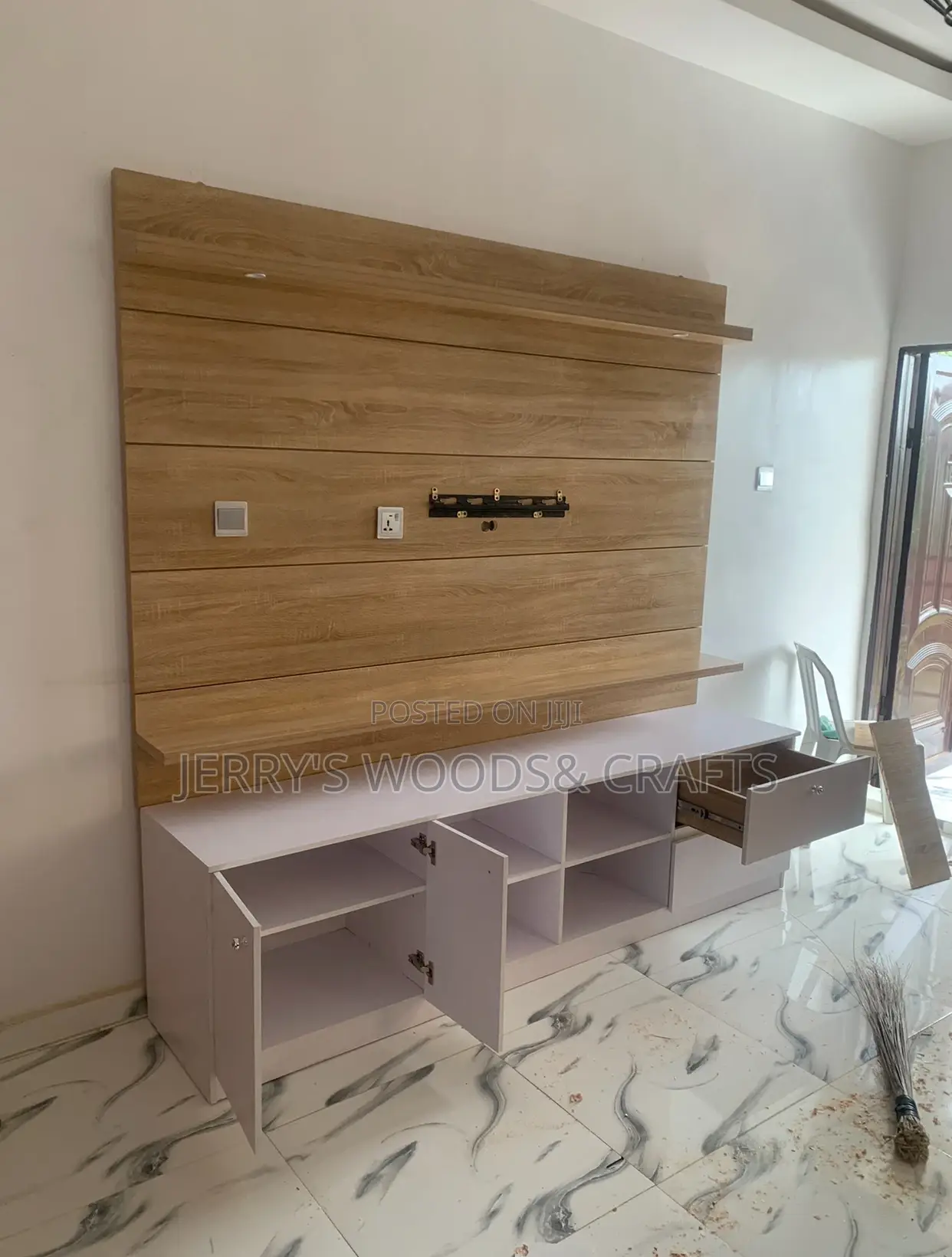 7by7ft Wall Tv HDF Console