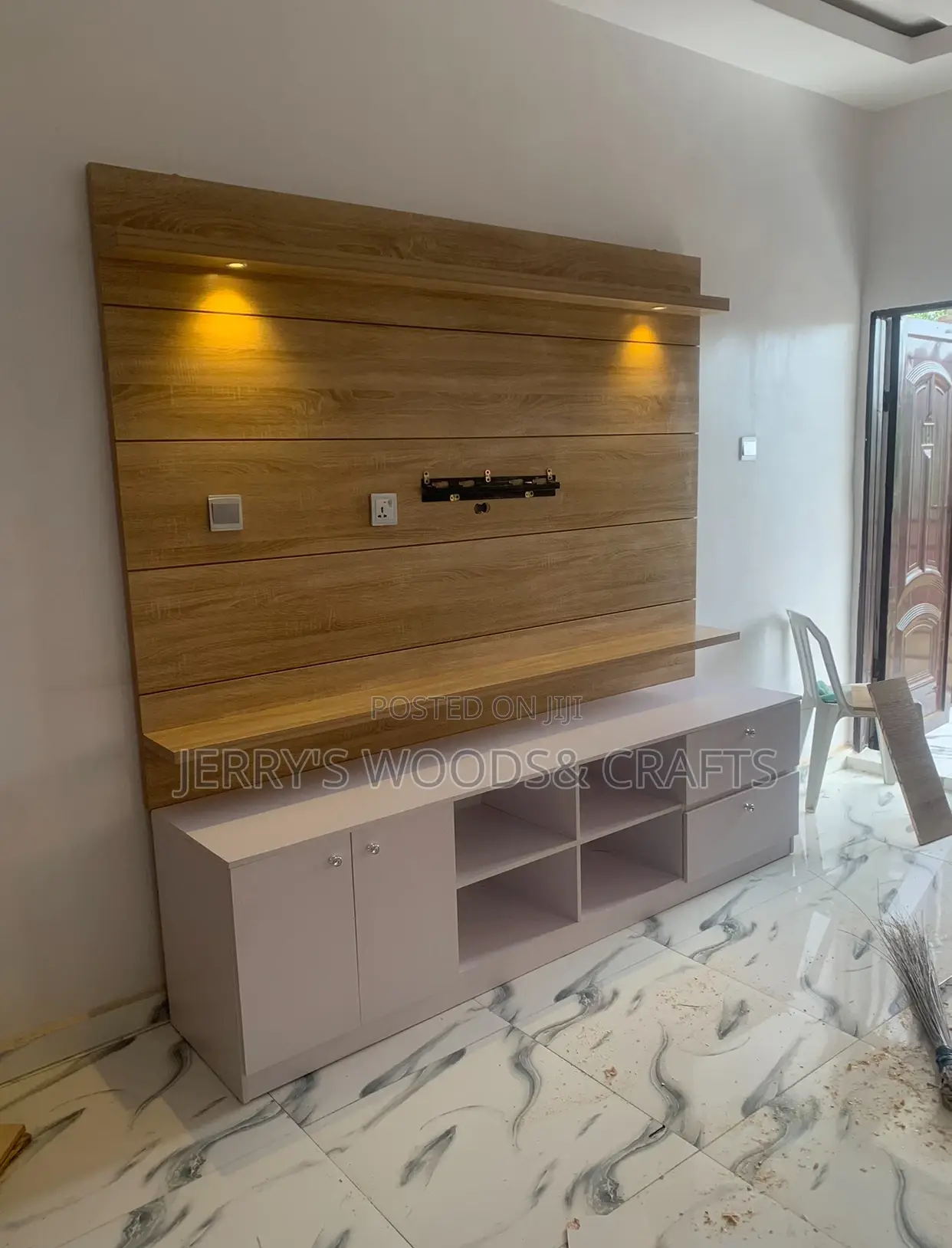 7by7ft Wall Tv HDF Console