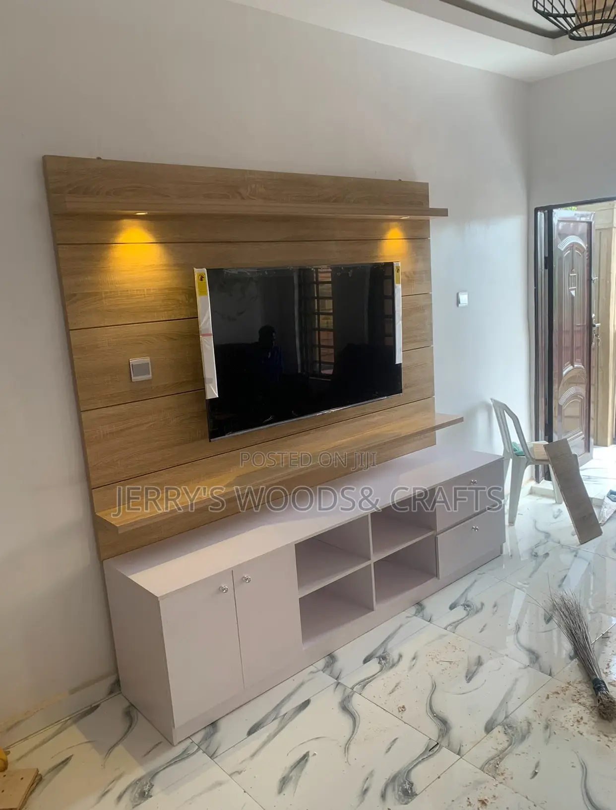 7by7ft Wall Tv HDF Console