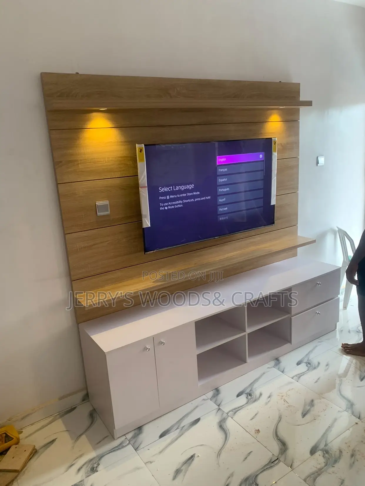 7by7ft Wall Tv HDF Console