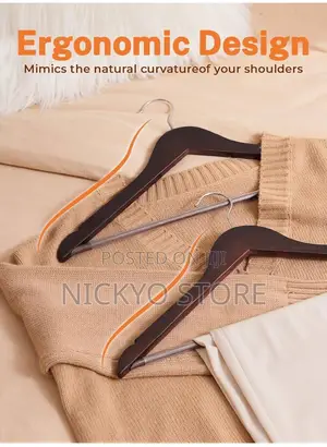 Pack of 3 Burnt Wooden Cloth Hangers