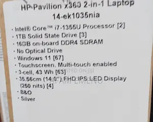New Laptop HP Pavilion X360 14 16GB Intel Core I7 SSD 1T