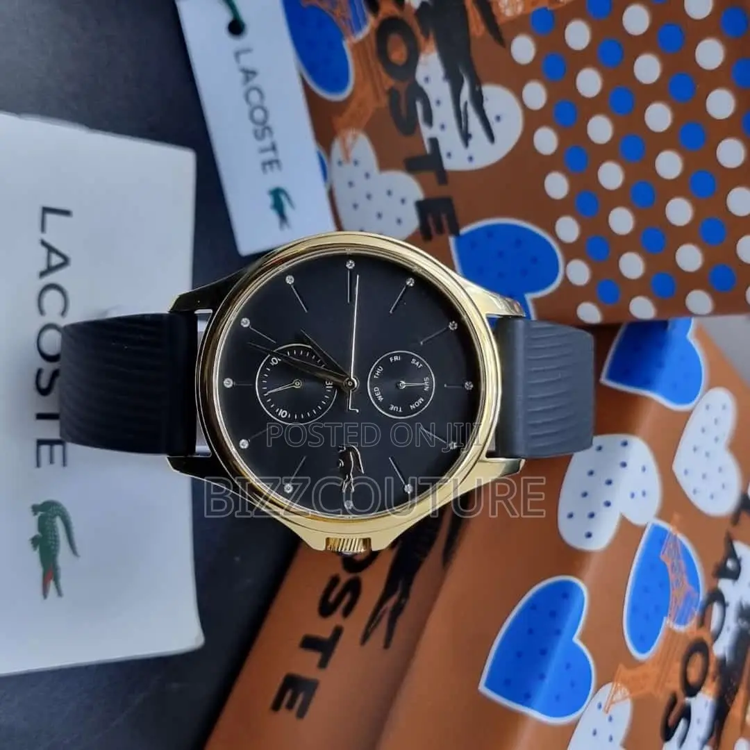 Original Lacoste Chronograph Black Rubber Strap Watch