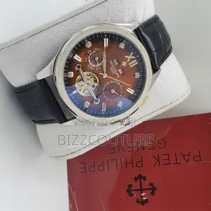 Original PATEK PHILIPPE Chronograph Black Leather Watch