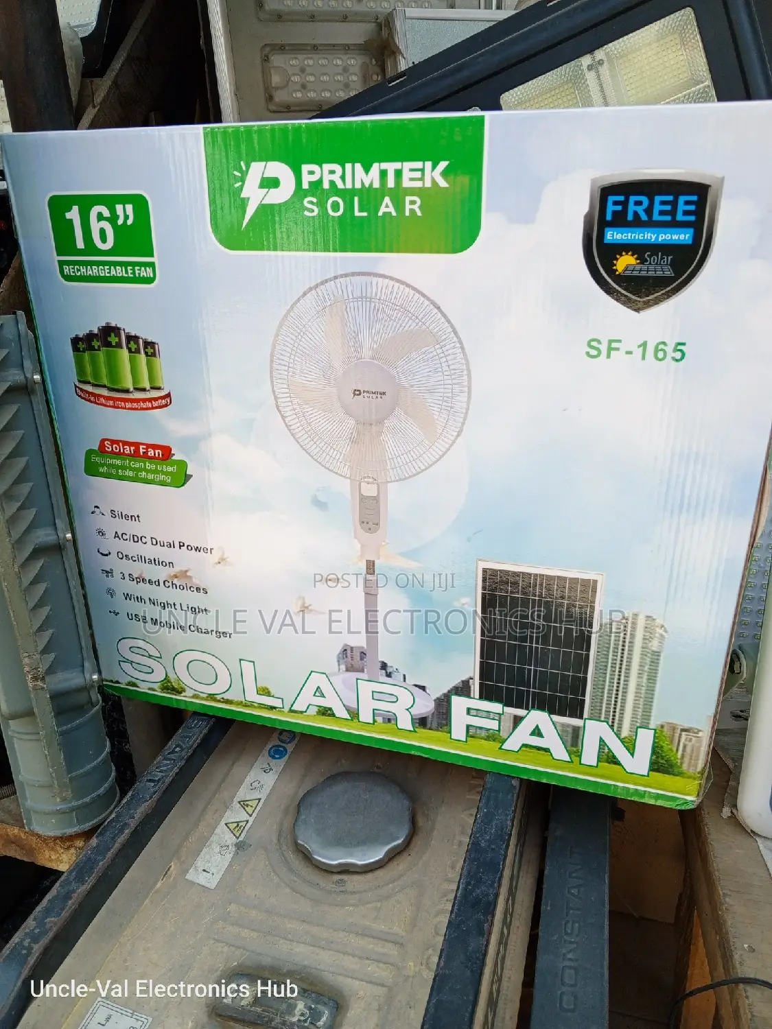 Primtek 16" Solar/Rechargeable Fan