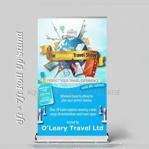 4ft × 7ft Roll Up Stand With Printing For Adverts (Solid Base)
