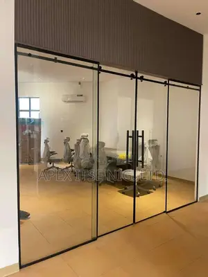 Black Framed Office Sliding Glass Door