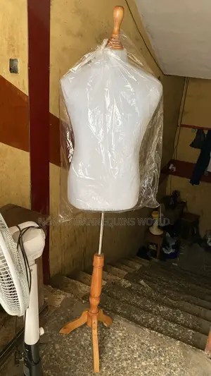 White Male Bodyform With Tripod Wooden Base Stand