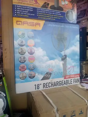 Qasa 18 Inches Rechargeable Standing Fan